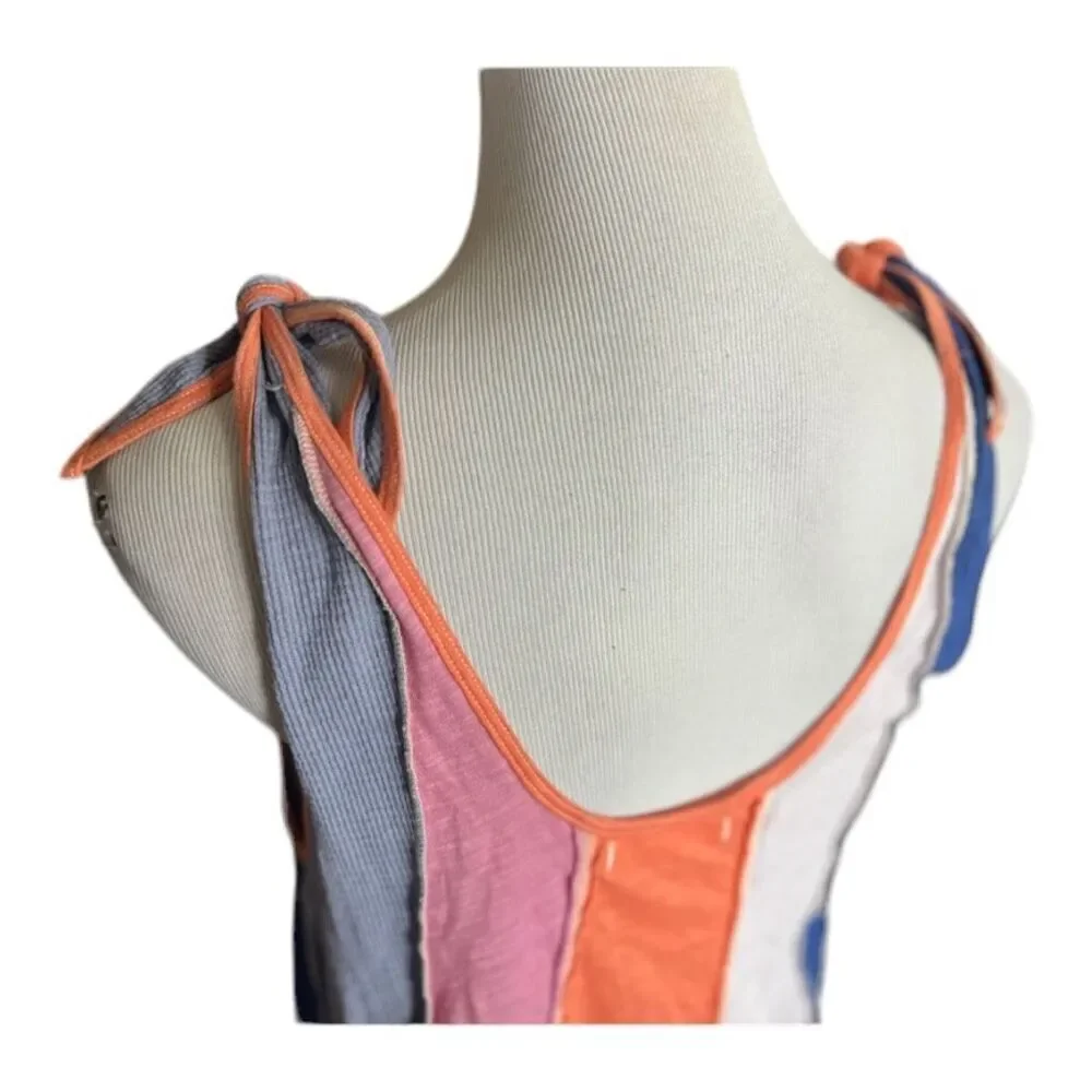 Womens We the Free by Free People Textured Color Block Tie Shoulder Tank Top - S